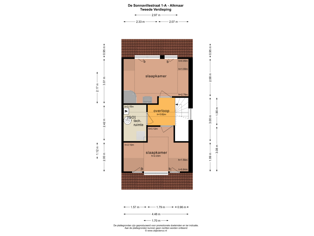 Bekijk plattegrond van TWEEDE VERDIEPING van De Sonnavillestraat 1-A