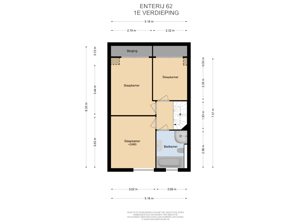 Bekijk plattegrond van 1E Verdieping van Enterij 62