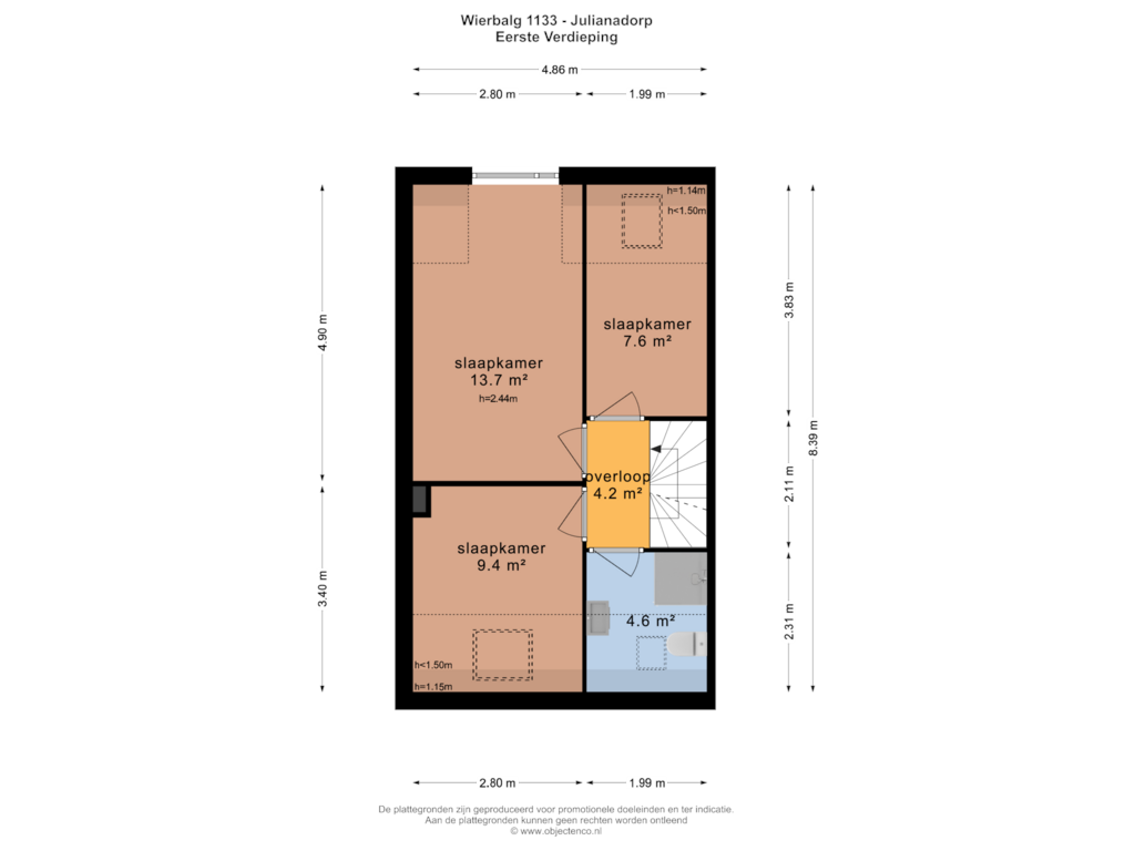 View floorplan of EERSTE VERDIEPING of Wierbalg 1133