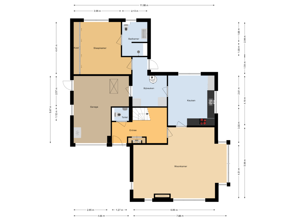 View floorplan of Begane grond of Dokter Willemslaan 1-A