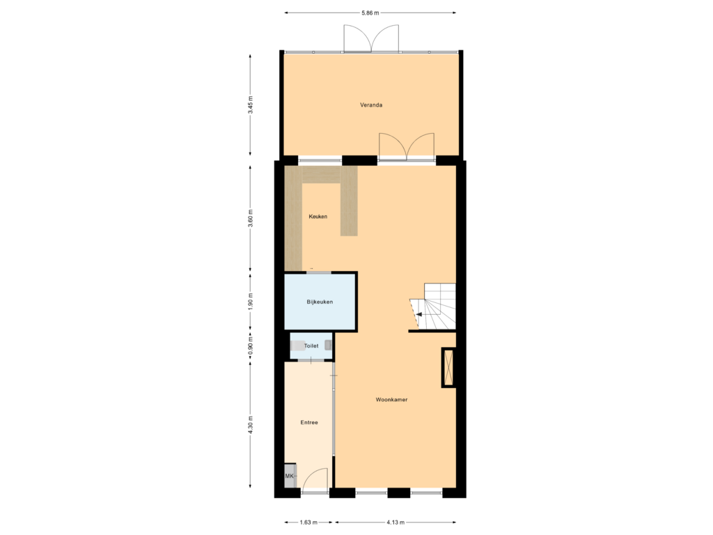 Bekijk plattegrond van Begane Grond van Noordstraat 4-A