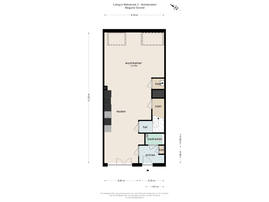 View floorplan of Begane Grond of Laing's Nekstraat 3