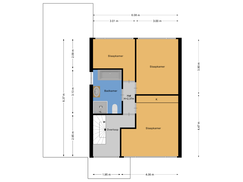 Bekijk plattegrond van Eerste verdieping van Hoenderkopershoek 1