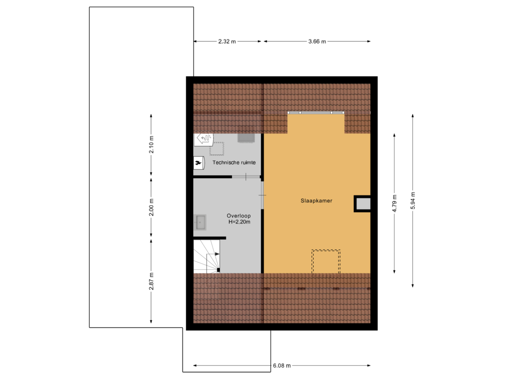 Bekijk plattegrond van Zolder van Hoenderkopershoek 1