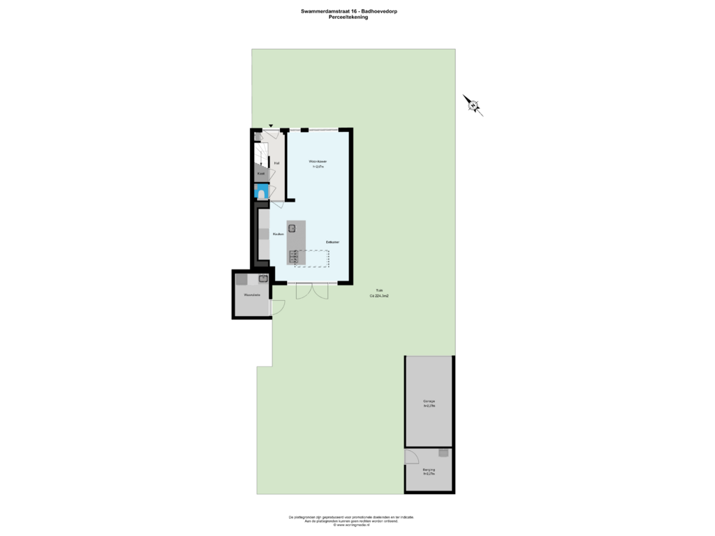 Bekijk plattegrond van Perceeltekening van Swammerdamstraat 16