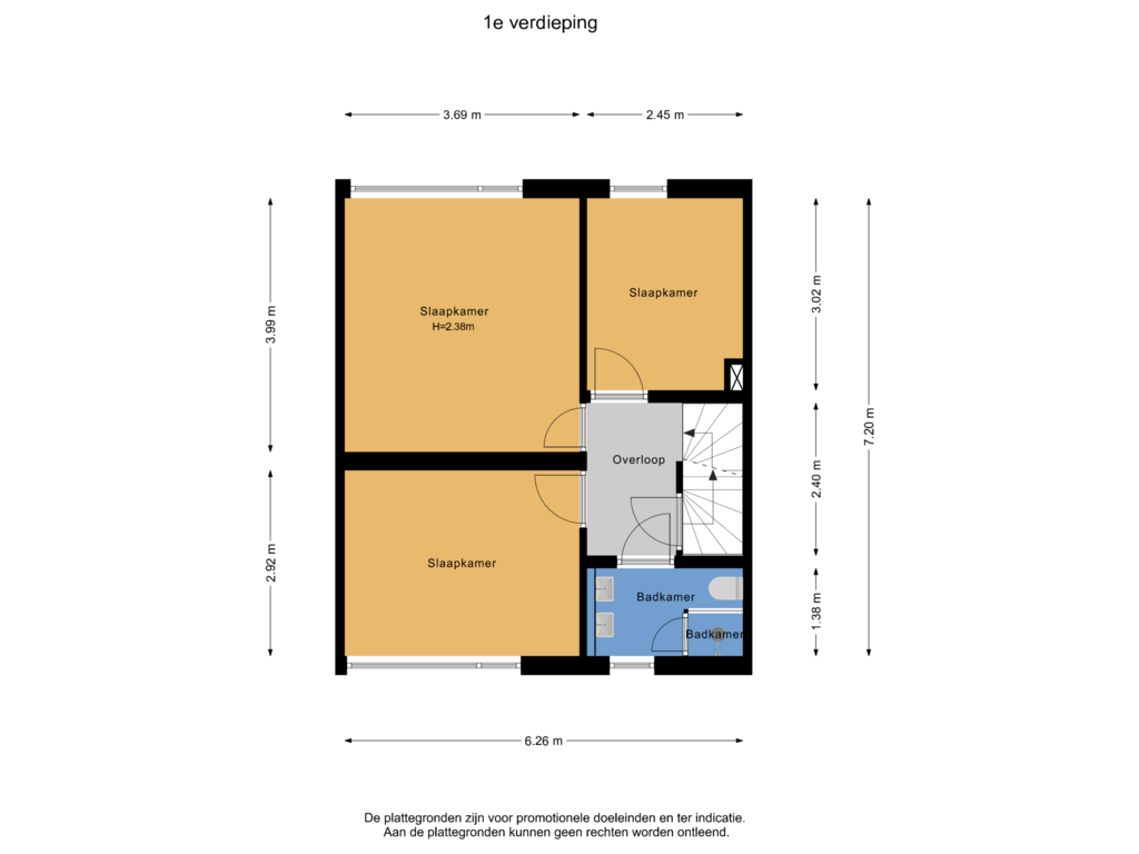 Bekijk plattegrond van 1e verdieping van Heumensebaan 56