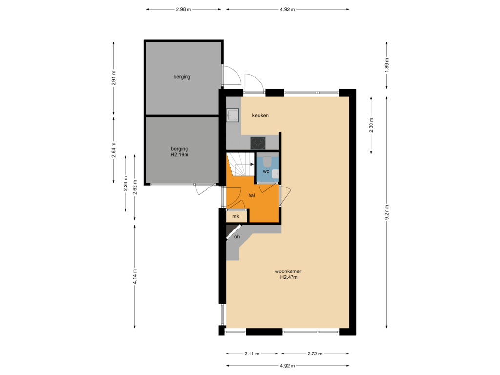 Bekijk plattegrond van Begane grond van van Ruisdaelstraat 23