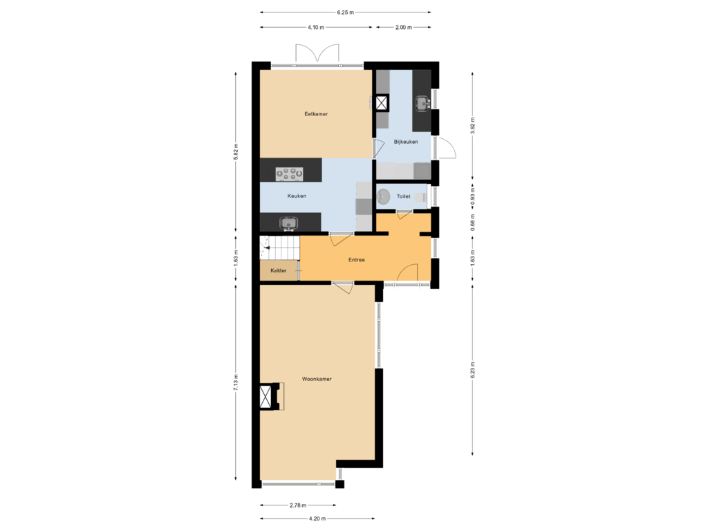 Bekijk plattegrond van Begane grond van Ritbroekdwarsstraat 35-2