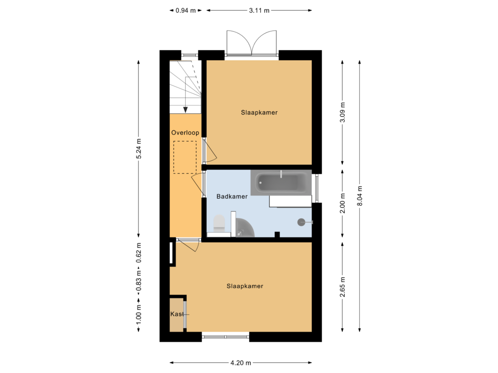 Bekijk plattegrond van Eerste verdieping van Ritbroekdwarsstraat 35-2