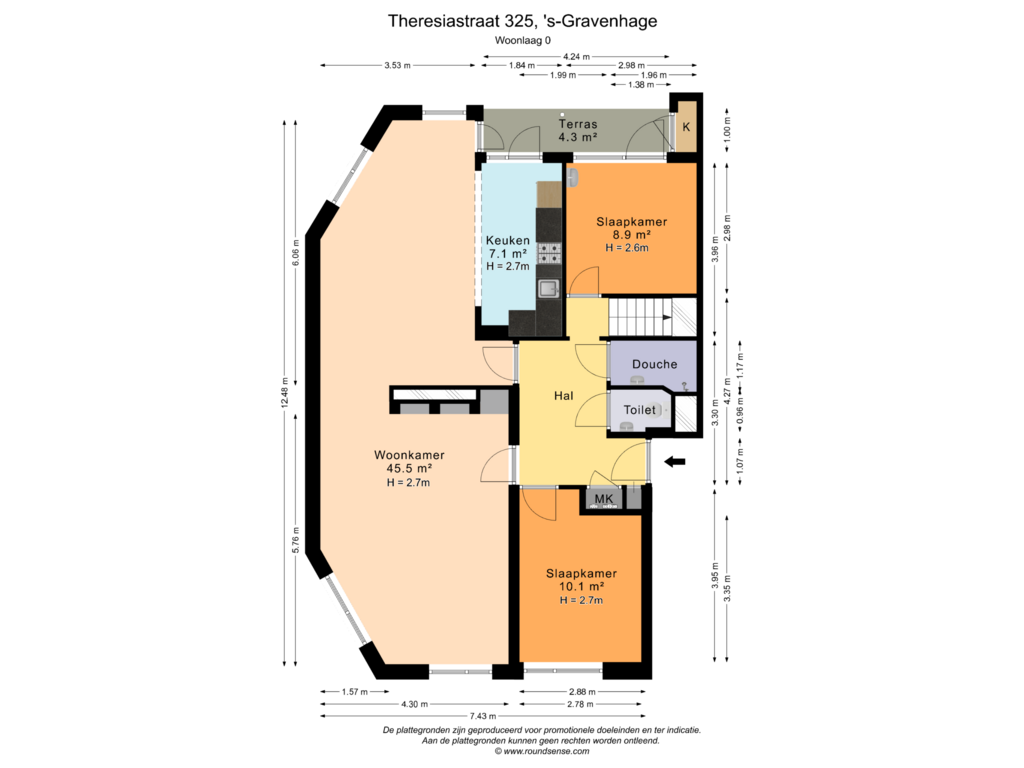 Bekijk plattegrond van Woonlaag 0 van Theresiastraat 325