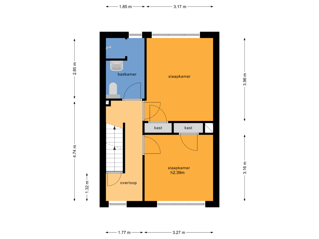 Bekijk plattegrond van Eerste verdieping van Raamstraat 25