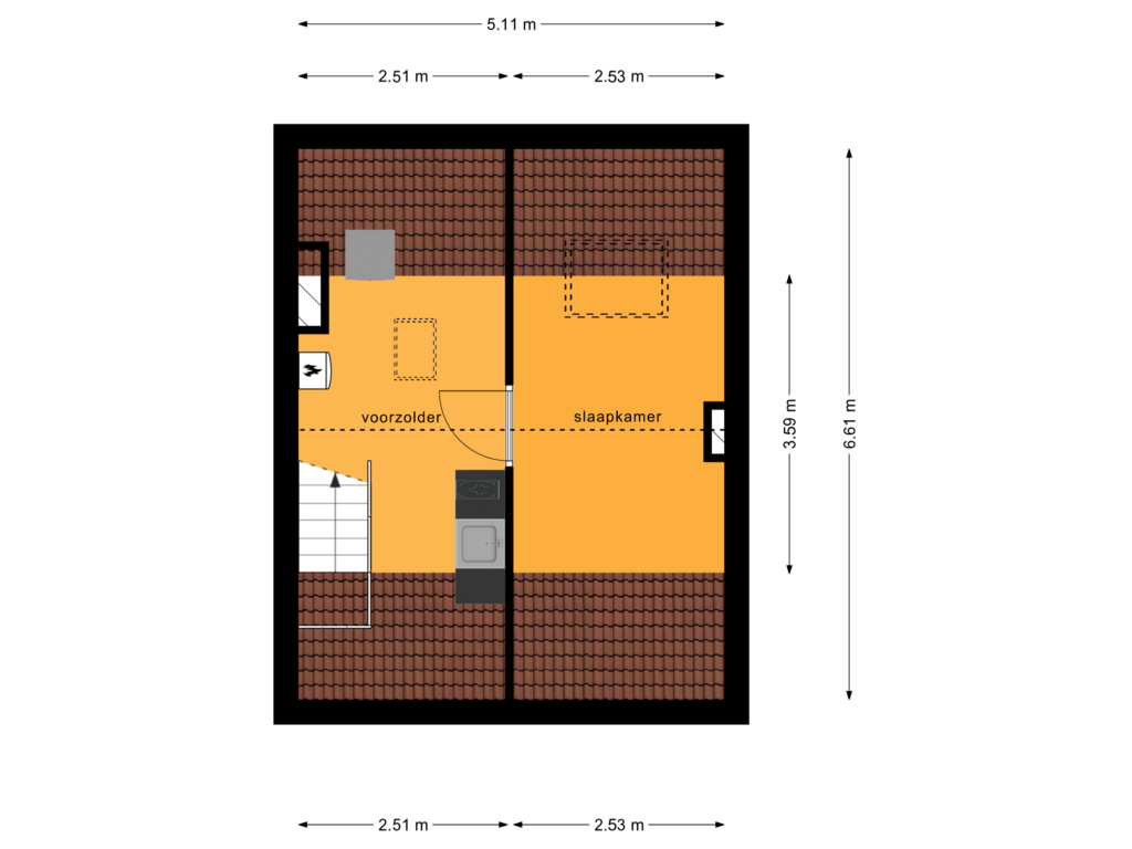 Bekijk plattegrond van Zolder van Raamstraat 25