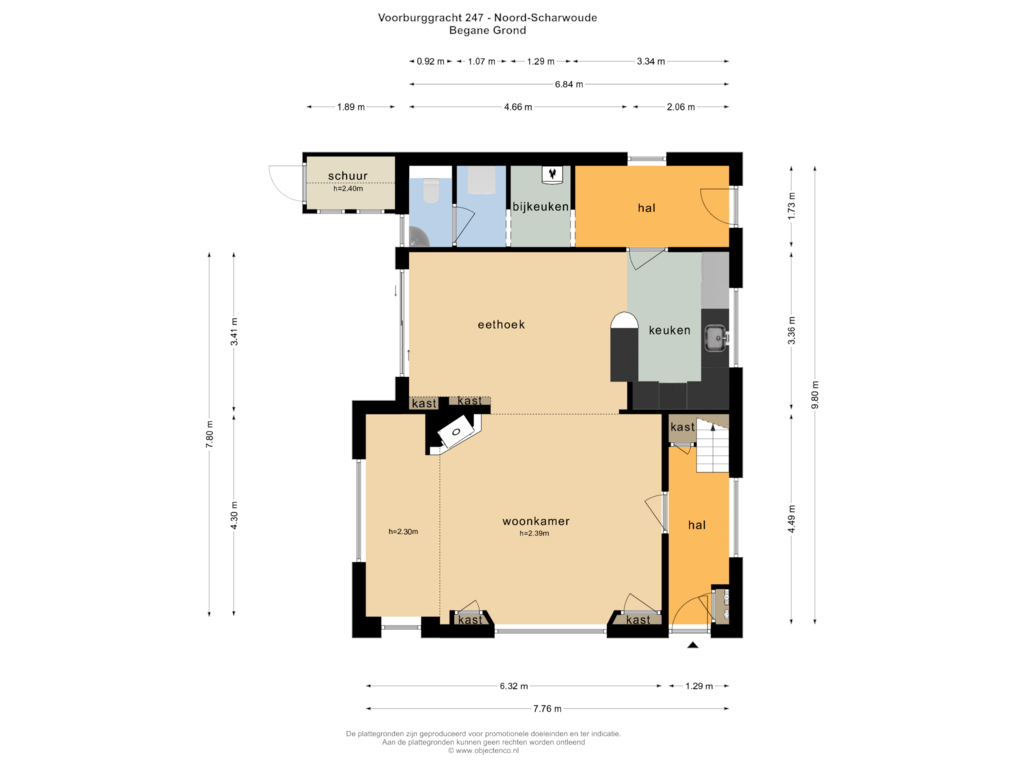 View floorplan of BEGANE GROND of Voorburggracht 247