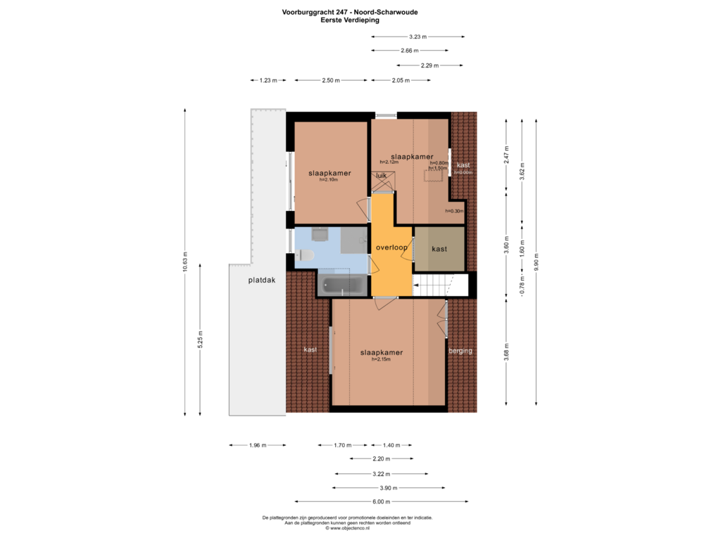 View floorplan of EERSTE VERDIEPING of Voorburggracht 247