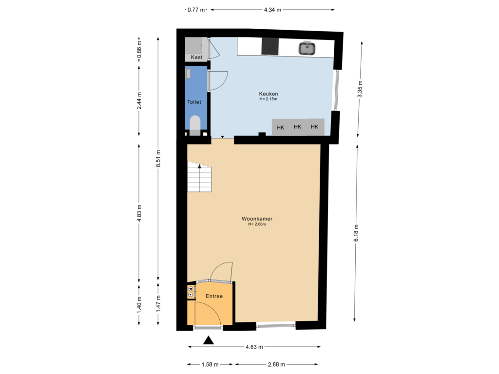 Bekijk plattegrond van Begane grond van Nieuwe Schoolstraat 115