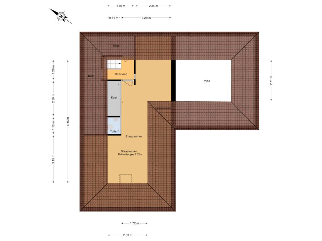 View floorplan of 1e verdieping of Polderweg 118-A