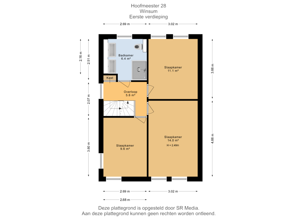 View floorplan of Eerste verdieping of Hoofmeester 28