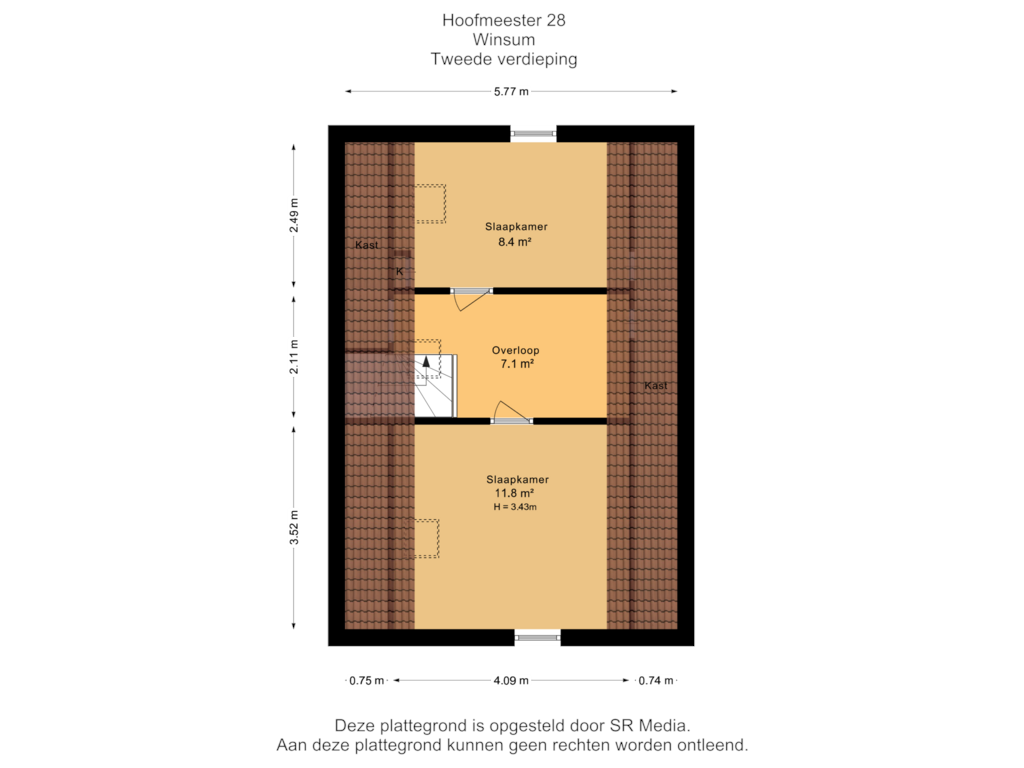 View floorplan of Tweede verdieping of Hoofmeester 28