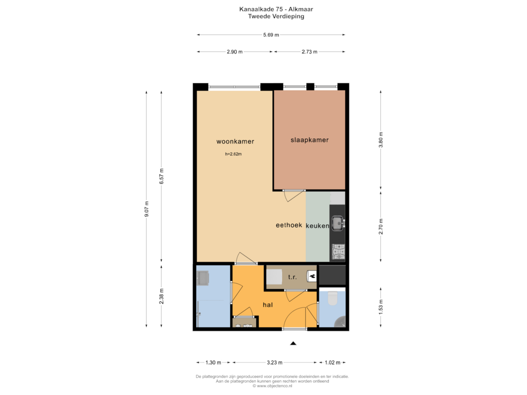 Bekijk plattegrond van TWEEDE VERDIEPING van Kanaalkade 75