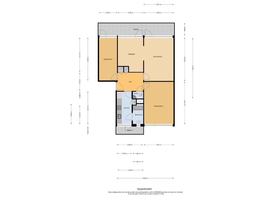 View floorplan of Appartement of Sweelincklaan 70