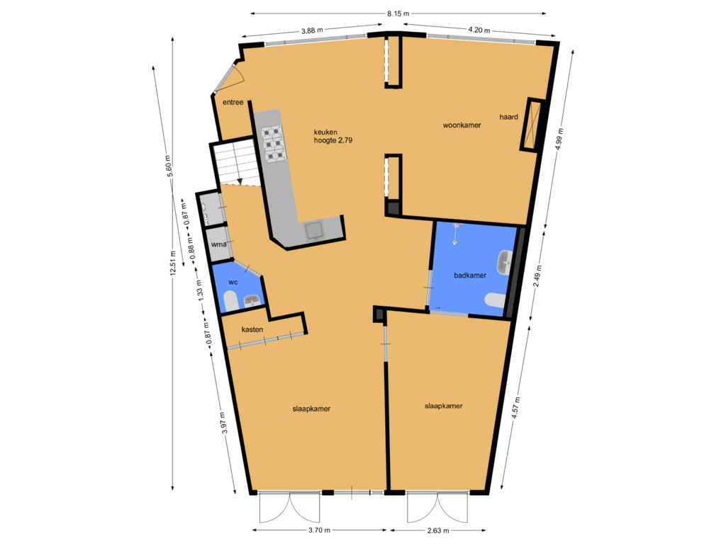 Bekijk plattegrond van begane grond van Amstelkade 182-H