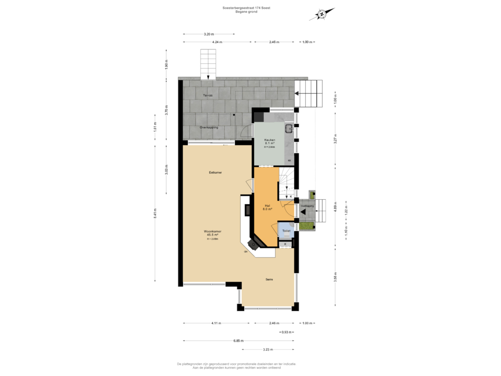 View floorplan of Begane grond of Soesterbergsestraat 174