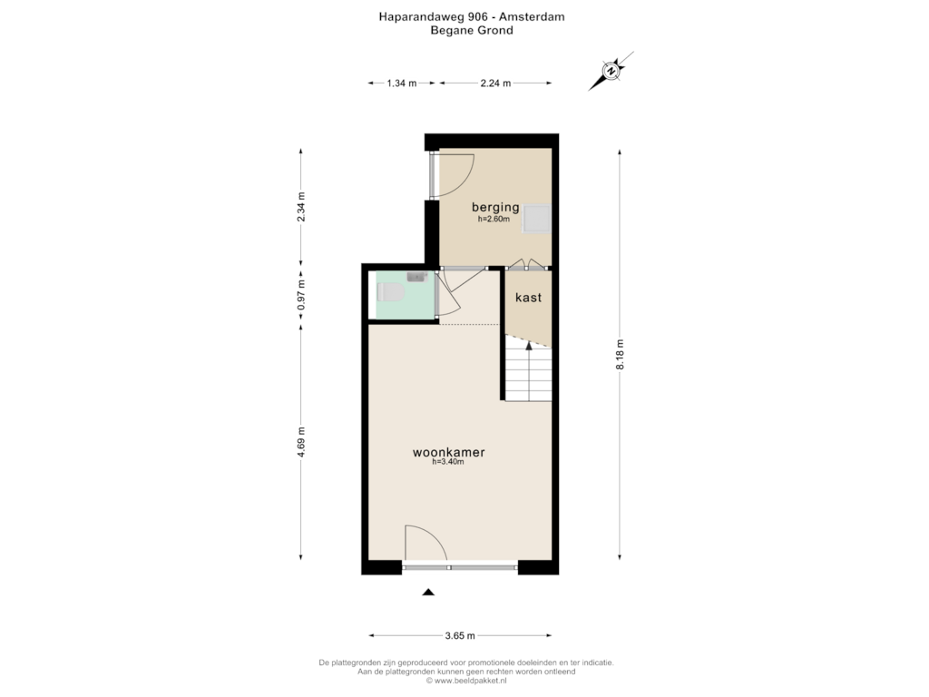 Bekijk plattegrond van BEGANE GROND van Haparandaweg 906