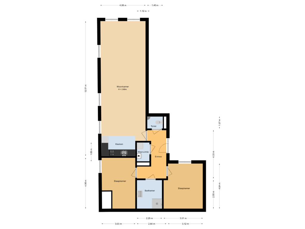 Bekijk plattegrond van Appartement van Postlaantje 1-B