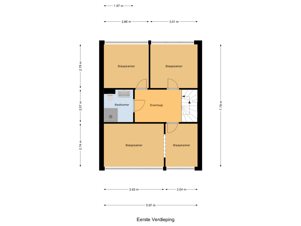 Bekijk plattegrond van Eerste Verdieping van Donizettistraat 15