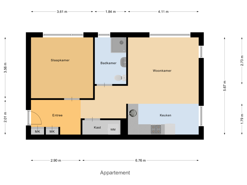 Bekijk plattegrond van Appartement van Diamantslijper 24