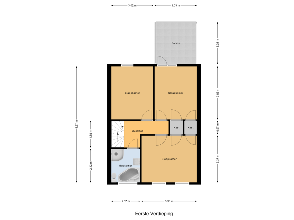 Bekijk plattegrond van Eerste Verdieping van Egidiusstraat 2