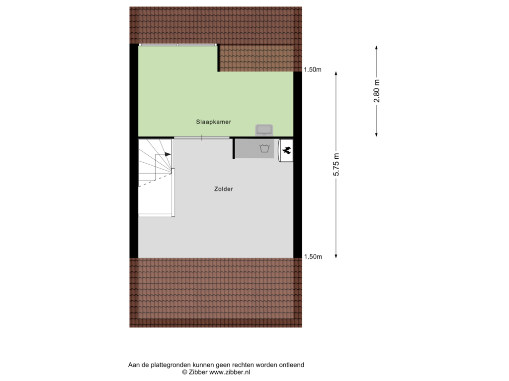 View floorplan of Tweede verieping of Houtsnipwal 74