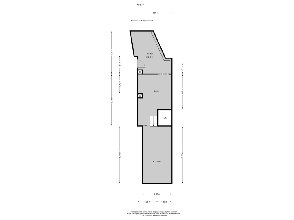 Bekijk plattegrond van Kelder van Groenburgwal 65-B