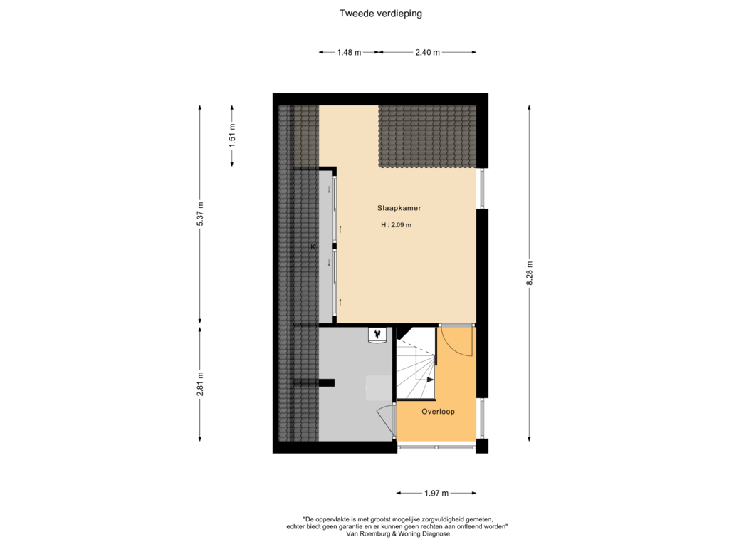 View floorplan of Tweede verdieping of Gerrit van der Puijstraat 4