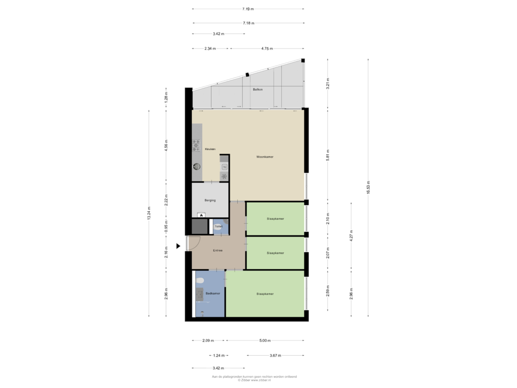 View floorplan of Appartement of Koningin Wilhelminapark 135