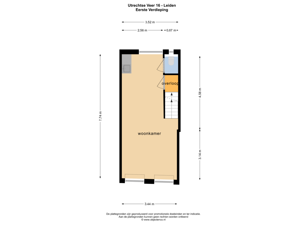 View floorplan of EERSTE VERDIEPING of Utrechtse Veer 16