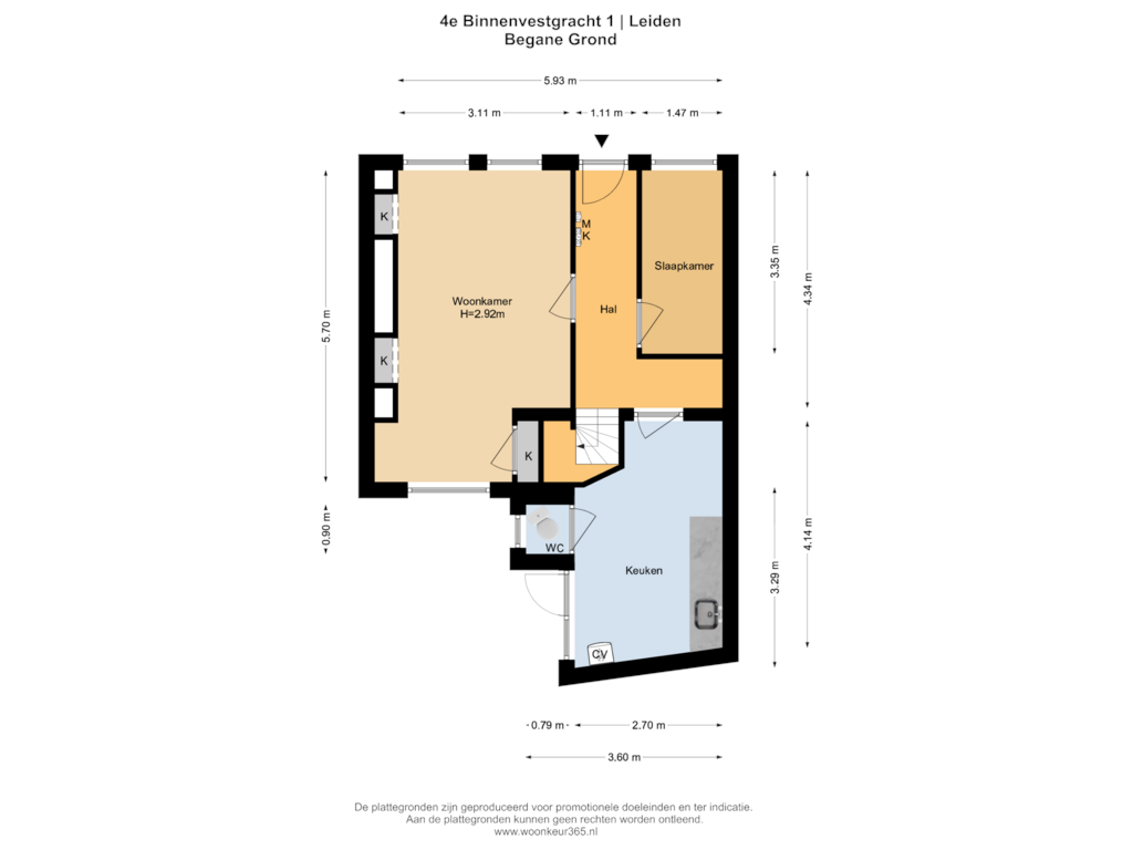 Bekijk plattegrond van Begane Grond van 4e Binnenvestgracht 1