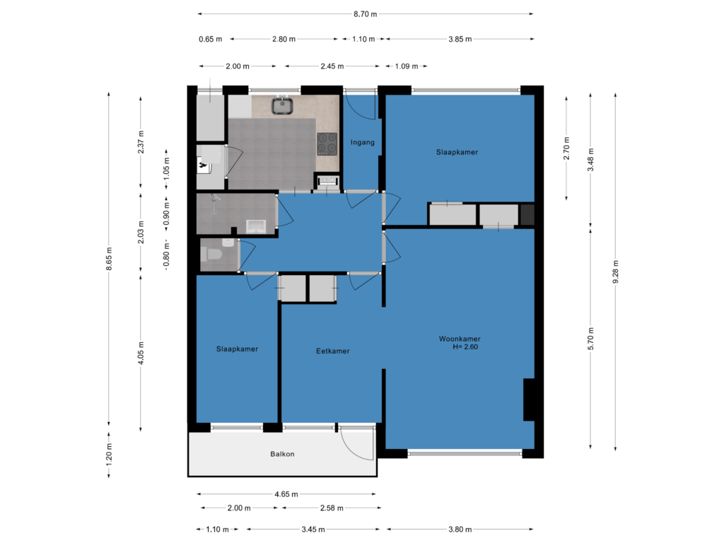 Bekijk plattegrond van Appartement van Vrijheidslaan 89