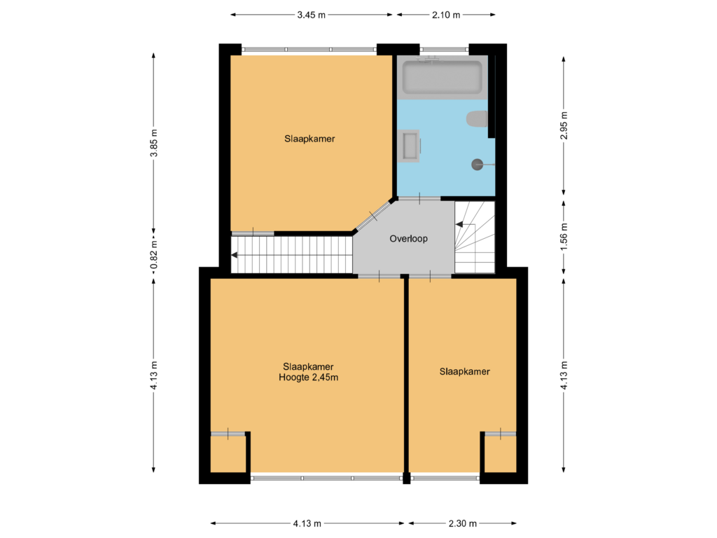 View floorplan of 1e verdieping of Simon Stevinweg 84