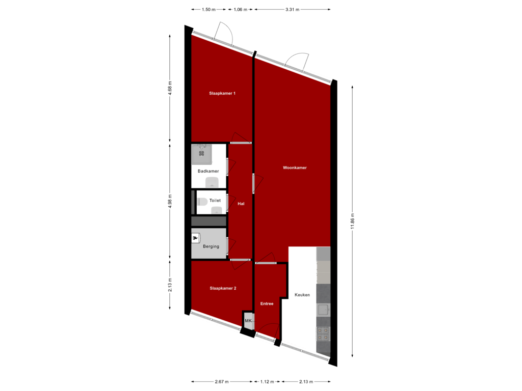 View floorplan of Woning of Kromakkerweg 4