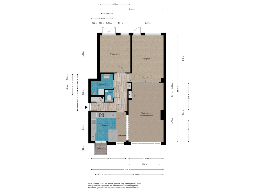 View floorplan of Begane grond of De Carpentierstraat 127