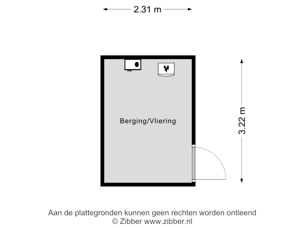 Bekijk plattegrond van Berging/Vliering van Eburonenweg 57-C