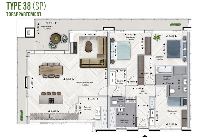 Bekijk foto 10 van Type 38 - Topappartement (Bouwnr. 6.102)