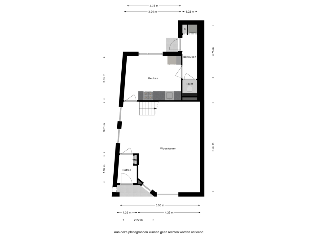 Bekijk plattegrond van Begane grond van Paterstraat 42-A