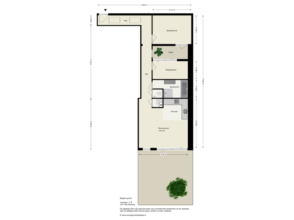 Bekijk plattegrond van Begane grond van Voordam 11-B