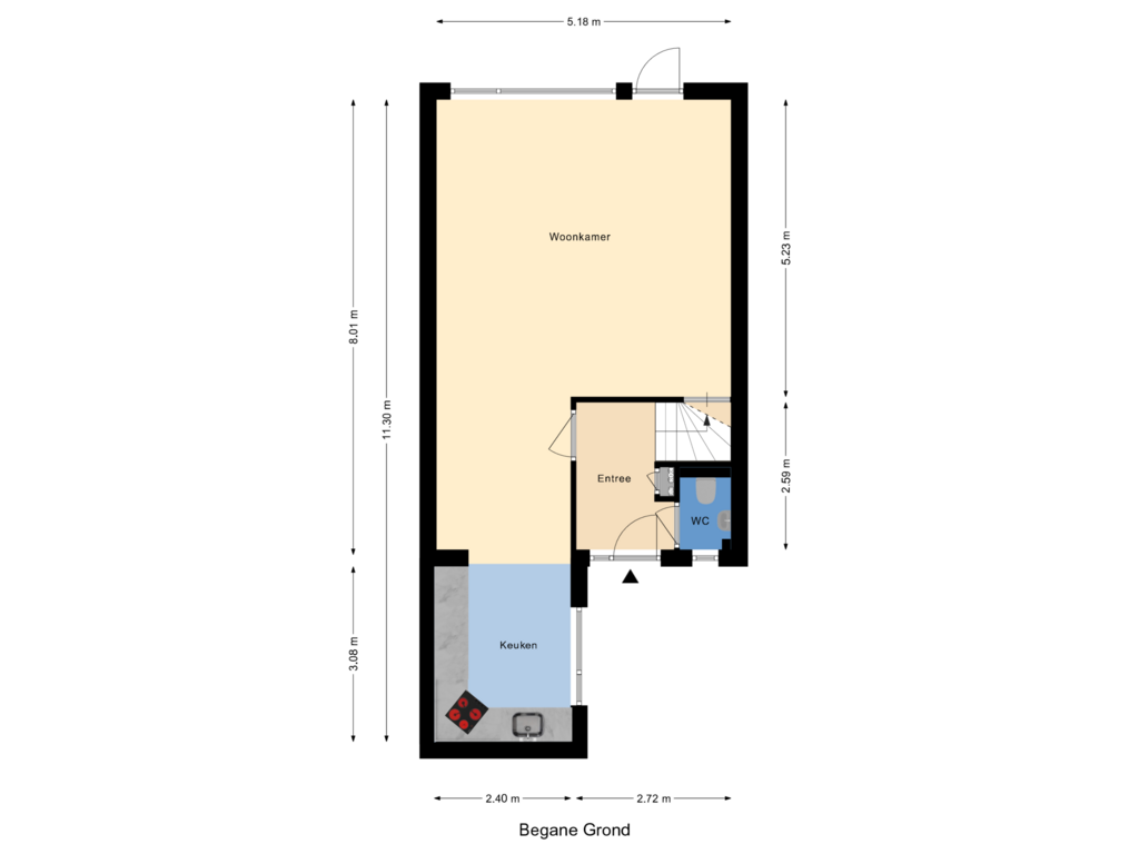 Bekijk plattegrond van Begane Grond van Leliestraat 2