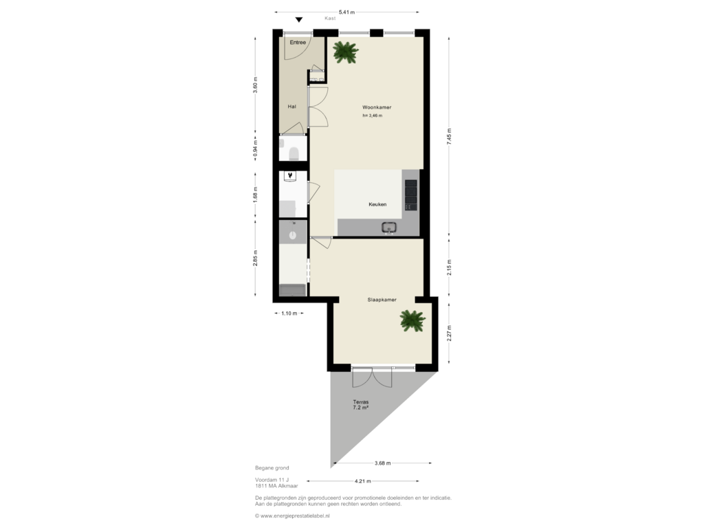 Bekijk plattegrond van Begane grond van Voordam 11-J