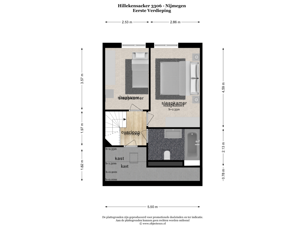 View floorplan of EERSTE VERDIEPING of Hillekensacker 3306