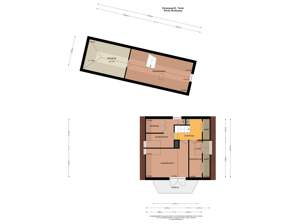 View floorplan of EERSTE VERDIEPING of Dorpsweg 62