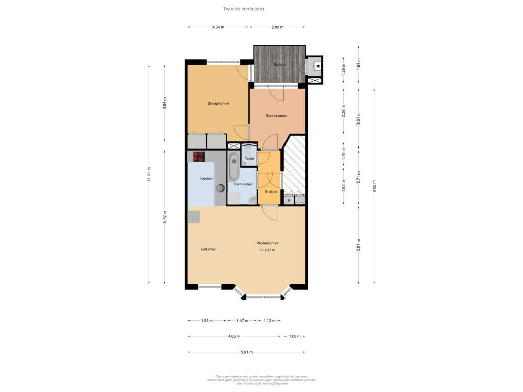 Bekijk plattegrond van Tweede verdieping van Utrechtsedwarsstraat 57-B